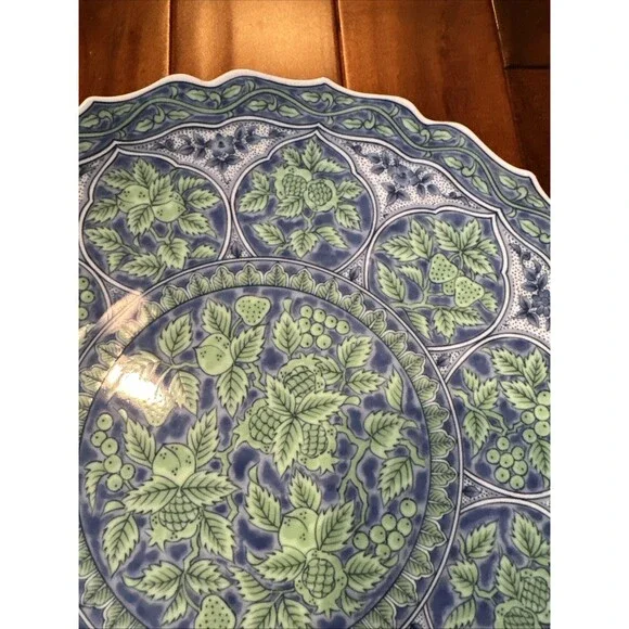 Vintage Maebata China Plate Qinghua Midoriaya Pattern Chinese Asian 12” - Picture 3 of 9